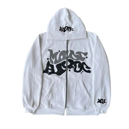 Gothic Punk Zip Up Hoodie Streetwear