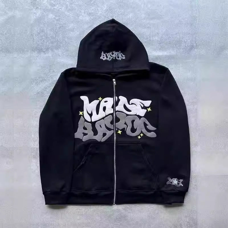 Gothic Punk Zip Up Hoodie Streetwear
