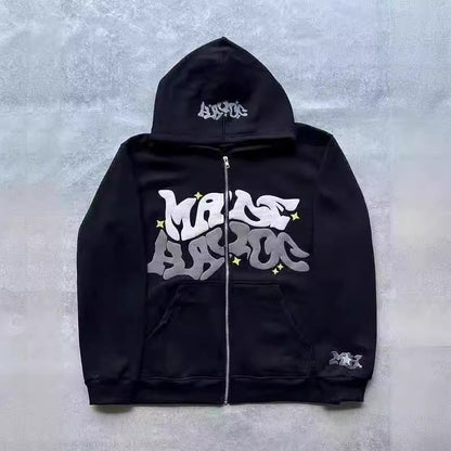 Gothic Punk Zip Up Hoodie Streetwear