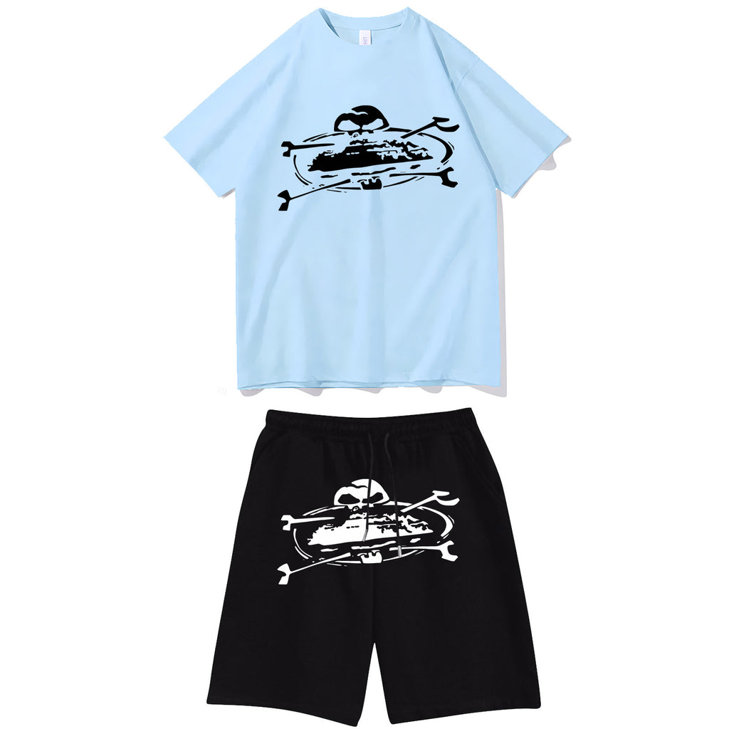 Letter-print hip-hop streetwear set