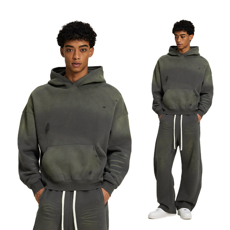 American Retro Streetwear Hoodie Set