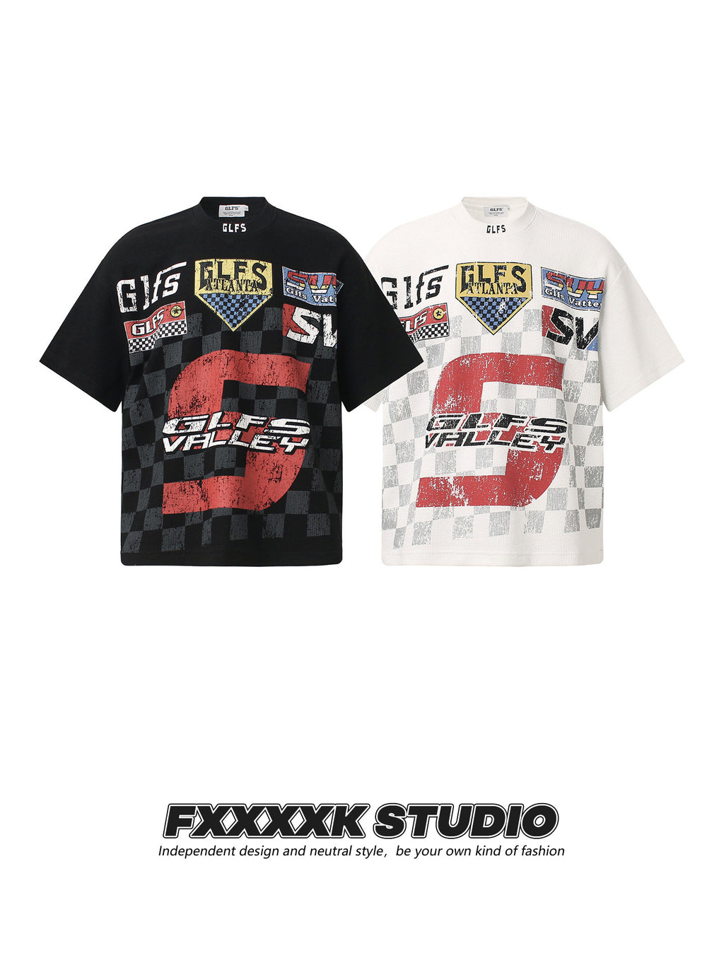 Checkered Flag Print Streetwear T-Shirt
