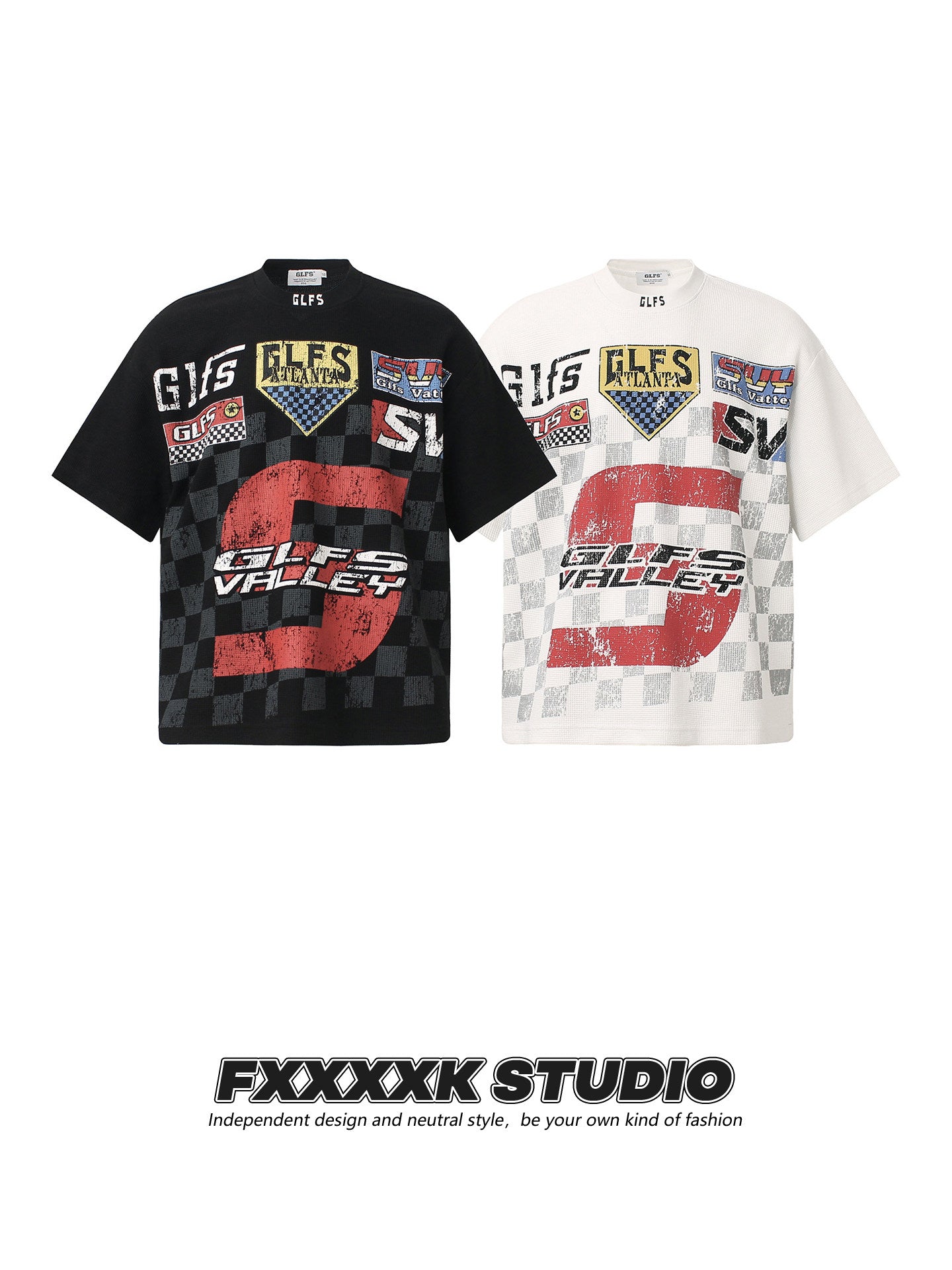 Checkered Flag Print Streetwear T-Shirt
