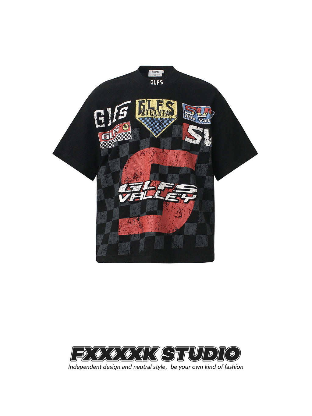 Checkered Flag Print Streetwear T-Shirt