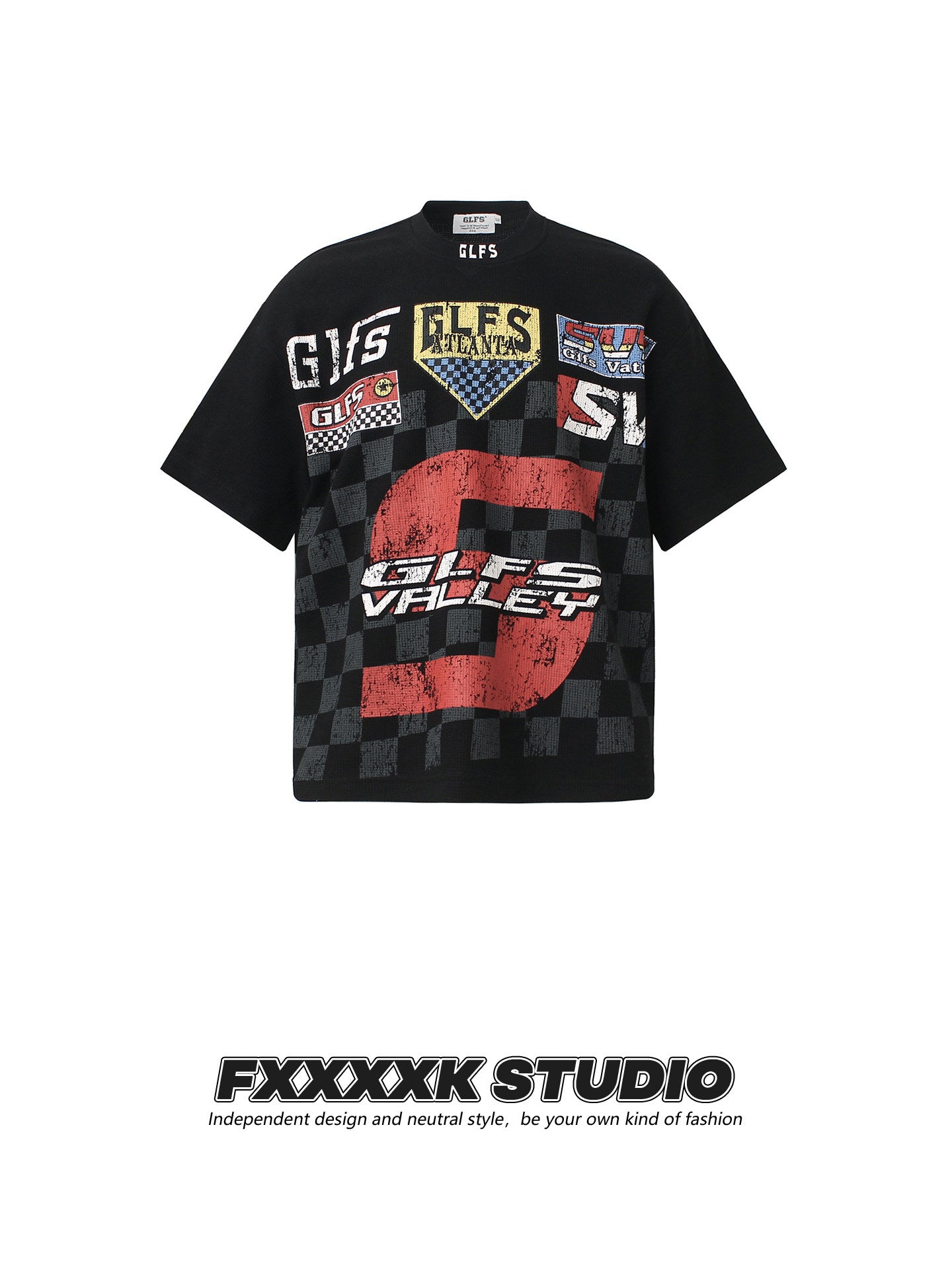 Checkered Flag Print Streetwear T-Shirt