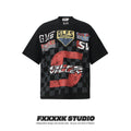 Checkered Flag Print Streetwear T-Shirt