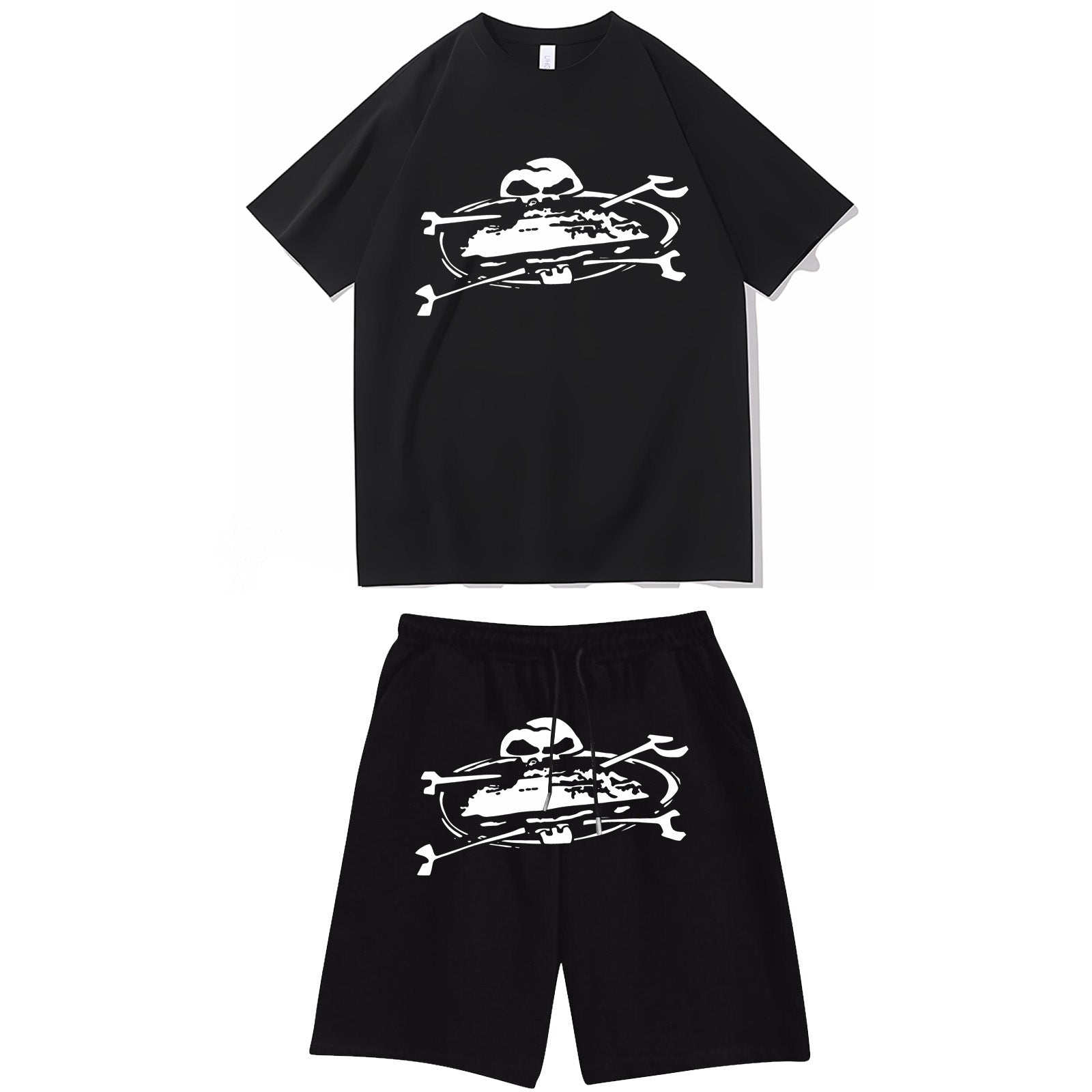 Letter-print hip-hop streetwear set